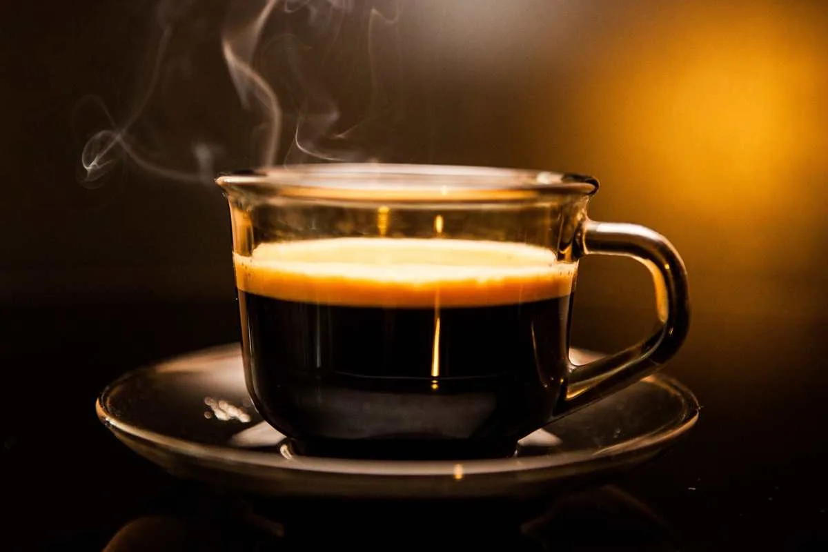 A cup of black mushroom coffee enriched with vitamins and minerals.
