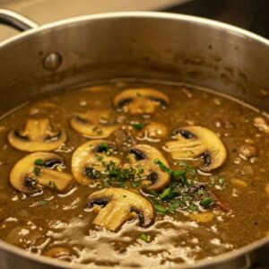 Golden Mushroom Soup in a large pot.