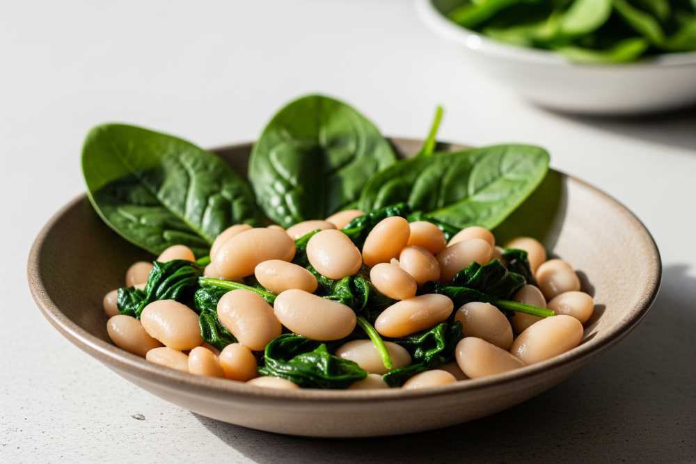 Beans and spinach as add-ins of the soup.